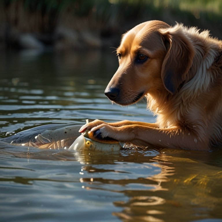 cachorro pescando